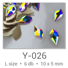 Profinails Profinails forma strasszkövek #Y-026 Crystal AB 6 db (10x5 mm csepp) körömdíszítő