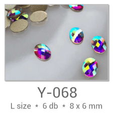 Profinails Profinails forma strasszkövek #Y-068 Crystal AB 6 db (8x6 mm tojás) körömdíszítő