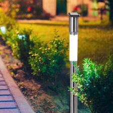 Progarden 70 cm magas napelemes inox kerti lámpa LED világítással, Meleg fehér kültéri világítás