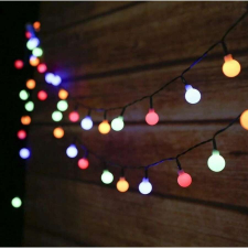 Progarden 80 LED-es gömb hálózati kerti fényfüzér, IP 44, 16m hossz, 2,5 cm átmérőjű gömbök, színes karácsonyfa izzósor