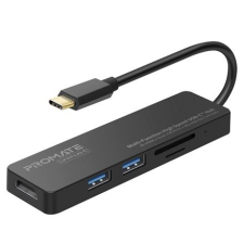 Promate USB-C 5in1 HUB fekete (LINKHUB-C) (LINKHUB-C) hub és switch