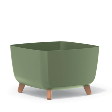 PROSPERPLAST Gracia Square Dizájner Virágtartó Földzöld 39 cm Fa Lábakkal, 5db-os csomag kerti tárolás
