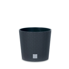 PROSPERPLAST Rato Round Műanyag Kaspó Antracit Rattan Hatású 40 cm, 3db-os csomag kerti tárolás