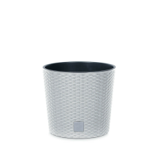 PROSPERPLAST Rato Round Rattan Hatású Műanyag Virágcserép Fehér 25 cm, 5db-os csomag kerti tárolás