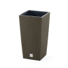 PROSPERPLAST Rato Square ECO Rattan Hatású Kültéri Virágtartó Kávébarna 24x24x45 cm, 5db-os csomag