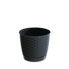 PROSPERPLAST Ratolla Round Antracit Műanyag Kaspó Fonott Mintázattal 25 cm, 5db-os csomag kerti tárolás