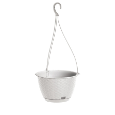 PROSPERPLAST Ratolla Round Függő Virágtartó Fehér 24 cm Rattan Hatású, 5db-os csomag kerti tárolás