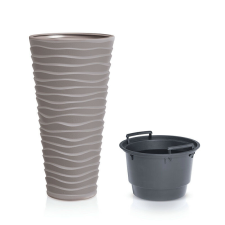 PROSPERPLAST Sand Slim Hullám Mintás Kaspó Mokka kerti tárolás