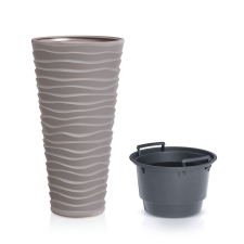 PROSPERPLAST Sand Slim Hullám Mintás Kaspó Mokka 30 cm kerti tárolás