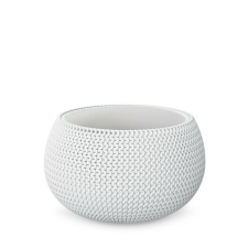 PROSPERPLAST Splofy Bowl Kötött Mintázatú Virágtartó Fehér 37 cm, 2db-os csomag kerti tárolás