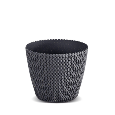 PROSPERPLAST Splofy ECO Wood Kötött Mintás Virágcserép Antracit 26 cm, 5db-os csomag kerti tárolás