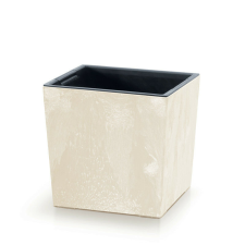 PROSPERPLAST Urbi Square Alacsony Beton Hatású Virágtartó Krémszínű 24 cm, 5db-os csomag kerti tárolás