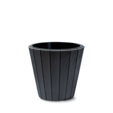 PROSPERPLAST Woode Antracit Kerti Virágtartó 39 cm Fa Hatású Műanyag, 3db-os csomag kerti tárolás