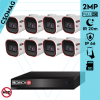  Provision 8 cső kamerás IP megfigyelőrendszer 2MP HD cső biztonsági kamera, 2.8 mm-es fix objektívvel, PoE, beépített mikrofonnal, IR LED 20m, kültéri, fém ház