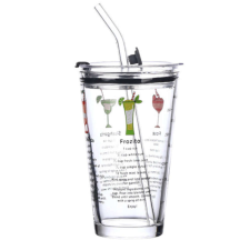 Pufo Cocktails átlátszó üvegbögre kávéhoz fedővel, 450 ml bögrék, csészék