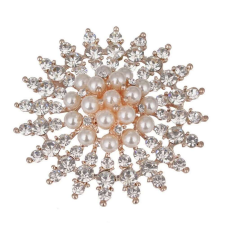 Pufo Elegáns női bross, Elegant Pearls, minta akril gyöngy és kavics, arany bross