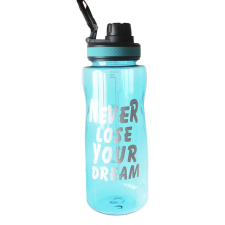 Pufo Motivational diplomás kulacs sportoláshoz, fitneszhez, edzéshez, 1 l, kék kulacs, kulacstartó