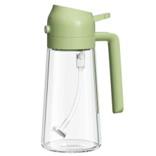 Pufo Splash üvegtartály olajhoz és ecethez permetezővel, 420 ml, zöld konyhai eszköz