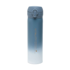 Pufo Vitality fém termosz palack italokhoz, izoterm, 500 ml, kék/fehér termosz