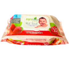 Pufy Fresh eper illatú nedves törlőkendő 120db-os kiszerelésben tisztító- és takarítószer, higiénia