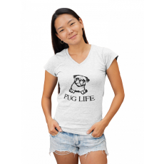  Pug Life - Női V Nyakú Póló