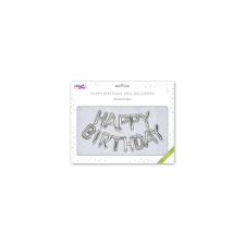 Pukka pad Léggömb, 40 cm, PUKKA PAD "Happy Birthday", ezüst party kellék