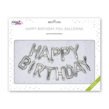 Pukka pad Léggömb, 40 cm, PUKKA PAD "Happy Birthday", ezüst party kellék