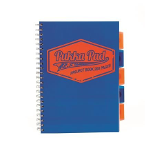 Pukka pad Spirálfüzet, A4, vonalas, 100 lap, PUKKA PAD "Project book Neon", kék füzet