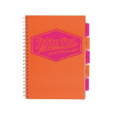 Pukka pad Spirálfüzet, A4, vonalas, 100 lap, PUKKA PAD "Project book Neon", narancs füzet