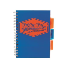 Pukka pad Spirálfüzet, A5, vonalas, 100 lap, PUKKA PAD "Project book Neon", kék füzet