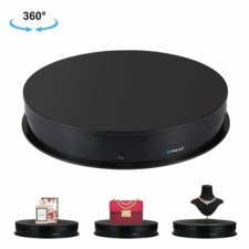 PULUZ 360° Elektromos Termékforgató - 30 cm Fekete Forgó Termékfotó Asztal háttérkarton