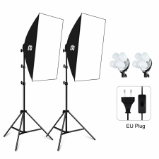 PULUZ 70x50cm Softbox Set + 8db 20W 5700K LED + 2m Állvánnyal - Fotó Studió világítás stúdió lámpa