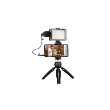 PULUZ PKT3132B Tripod mikrofonnal és LED lámpával sportkamera kellék