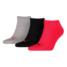 Puma 3 páros csomagolású sneaker uniszex zokni, piros-fekete-szürke női zokni
