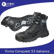 Puma Conquest Black CTX High S7S FO CI HI HRO SR munkavédelmi bakancs munkavédelmi cipő