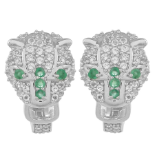 Puma Ezüst Fülbevaló Brazil Smaragddal és Fehér Topázzal, PCY9629 fülbevaló