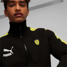 Puma Ferrari Race Iconic T7 férfi cipzáros pulóver, fekete-sárga, S24