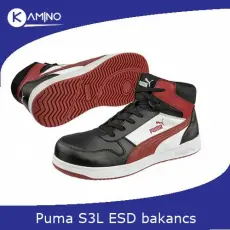 Puma Frontcourt BLK/WHT/RED Mid S3L ESD FO HRO SR munkavédelmi bakancs