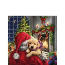 Puppy At Fire papírszalvéta 25x25cm,20db-os asztalterítő és szalvéta