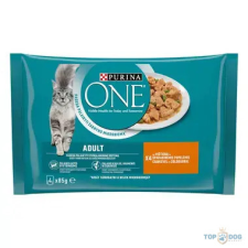 Purina One Adult csirkével és zöldbabbal nedves macskaeledel 4*85gr macskaeledel