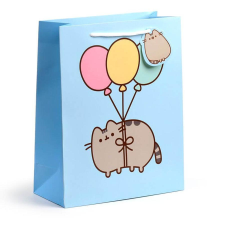 Pusheen cicás ajándéktáska, 33x26x12cm, nagy, macska lufikkal ajándéktasak