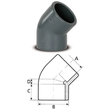  PVC könyök 45 D225 fürdőkellék