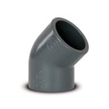  PVC könyök idom, 45 fokos szögben, D50 mm-es méretben medence kiegészítő