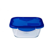Pyrex Cook&Go; szögletes üvegtál+műa.fedő, 12X12X12 cm, 0,8 liter, 203243