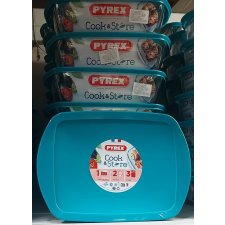 Pyrex Cook&Store; szögletes sütőtál műanyag fedővel, 28X20X8 cm, 2,5 liter papírárú, csomagoló és tárolóeszköz