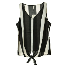  Q/S fekete-fehér, ujjatlan női top blúz