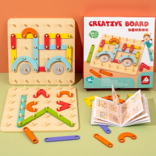 Qingtang Craft Creative Board - Fajáték - Montessori GeoBoard - Forma Puzzle kreatív és készségfejlesztő