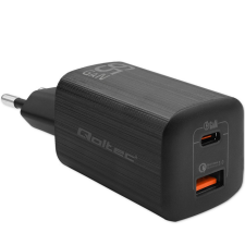 Qoltec Gan Ultra USB-A / USB-C Hálózati töltő - Fekete (65W) mobiltelefon kellék