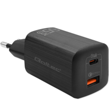Qoltec Gan Ultra USB-A / USB-C Hálózati töltő - Fekete (65W) (50766) mobiltelefon kellék