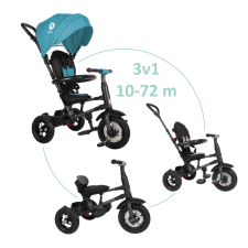 QPlay Rito Air Gel 3in1 gumikerekű tricikli, türkiz lábbal hajtható járgány